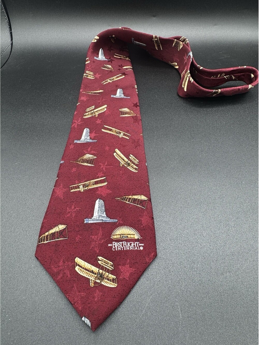 Vintage 2003 Tango Max Raab First Flight Centennial Kitty Hawk Silk Tie 58x4